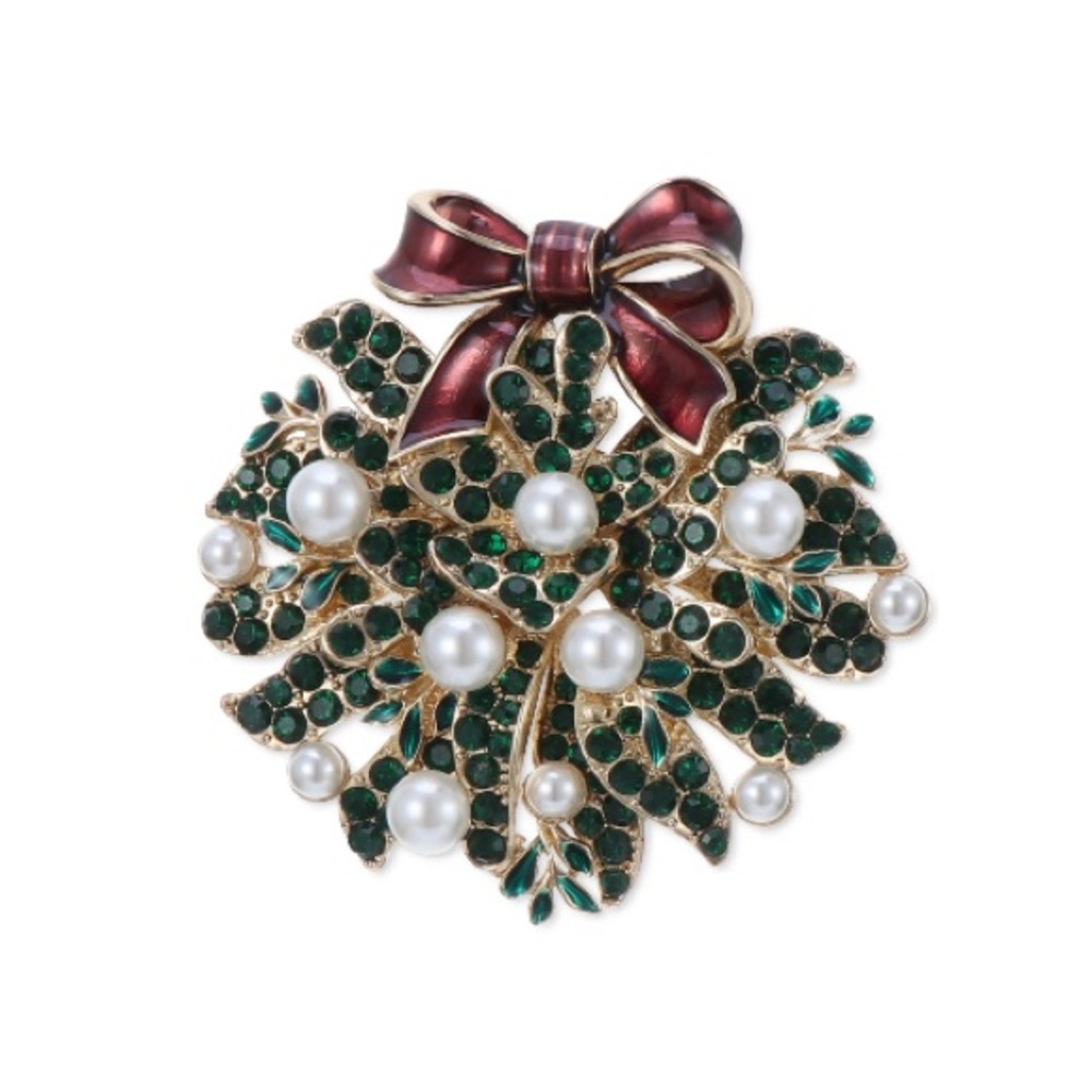 Charter Club Gold-Tone Crystal & Faux Pearl Wreath Pin/ Brooch New in Box $29.50 - Picture 1 of 6